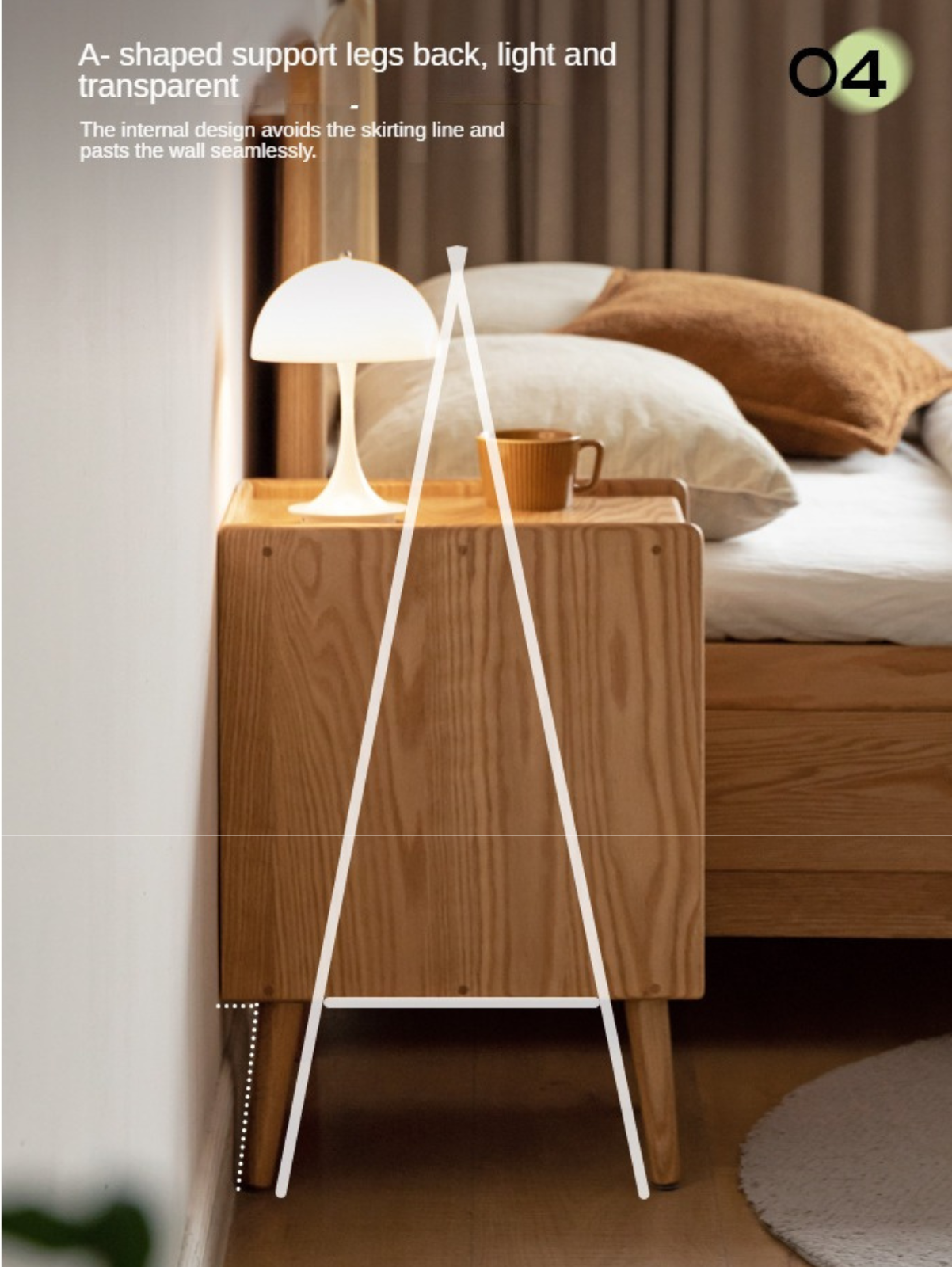 Oak, Beech, Cherry solid wood ultra-narrow Nightstand :