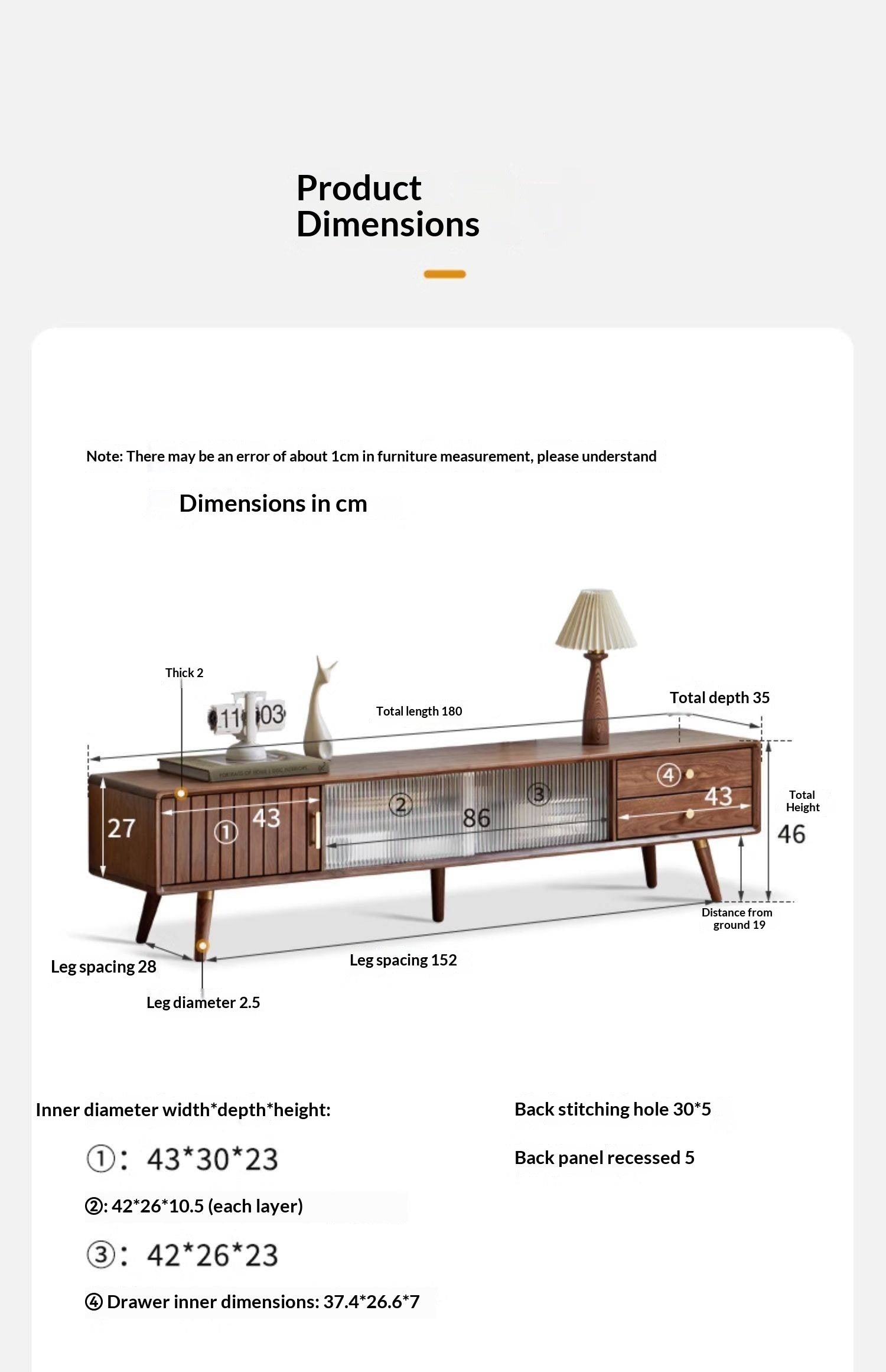 Black Walnut Solid Wood Nordic TV Cabinet.