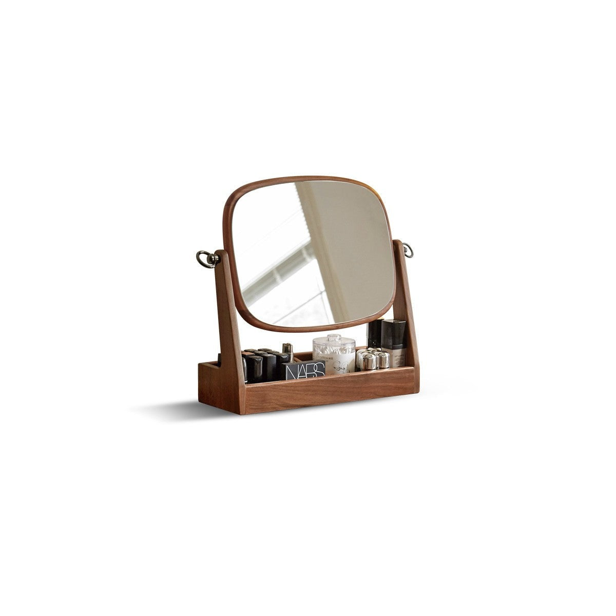 Black walnut solid wood makeup mirror storage box degree rotation*