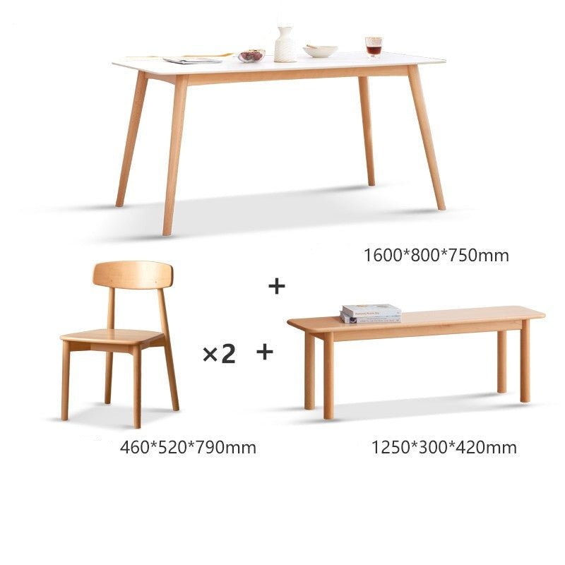 Beech solid wood slate dining table and chairs combination"