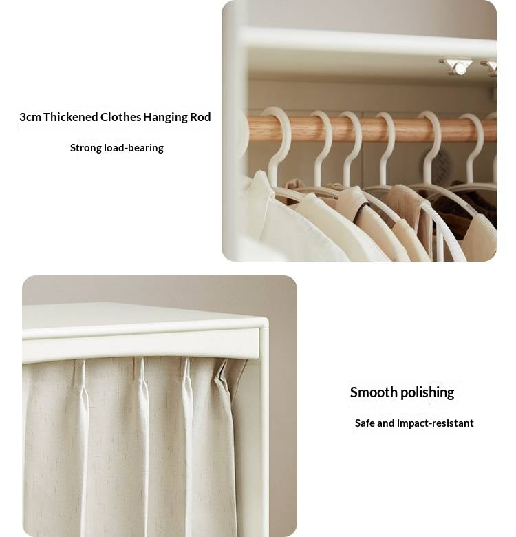 Solid Rubberwood Children's Wardrobe Combination