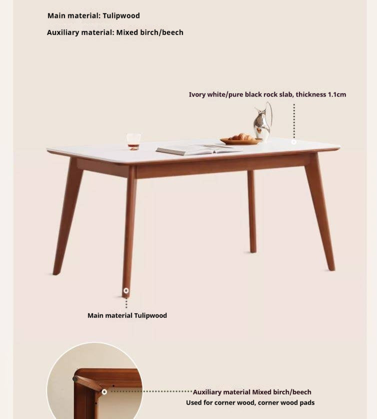 Tulipwood Solid Wood Retro Style Dining Table