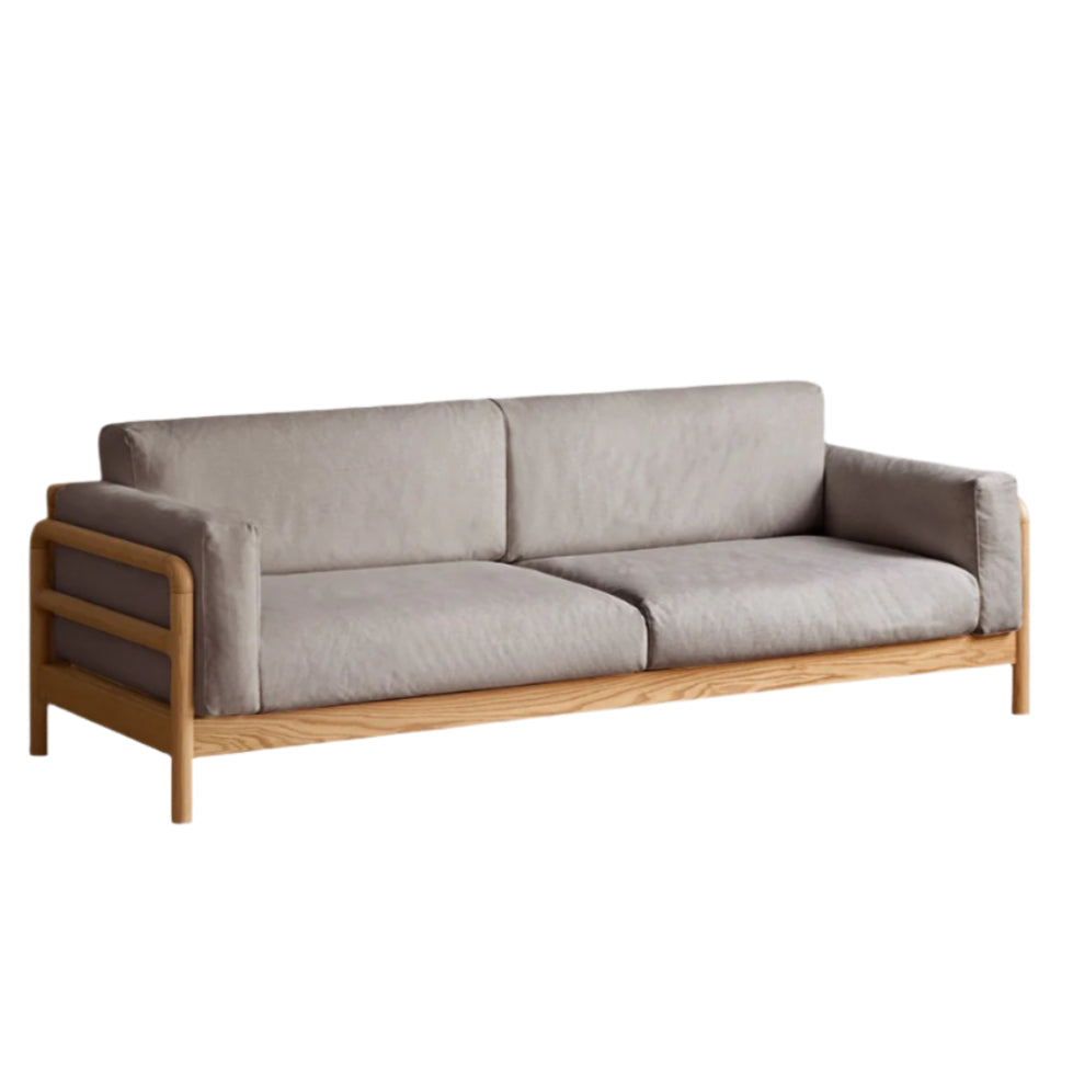 Oak Solid Wood Modern Straight Fabric Sofa