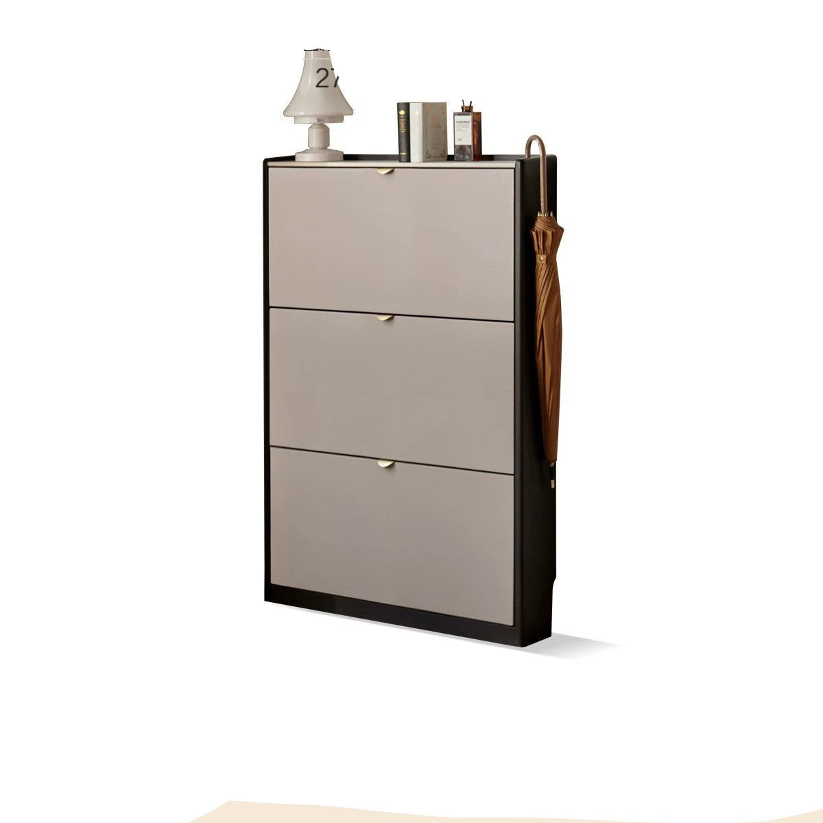 Light Luxury Rock Slab Ultra-Thin Shoe Cabinet Poplar-Oak solid wood-