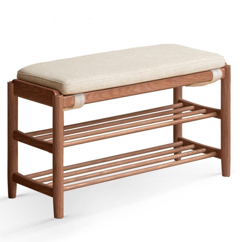 Oak solid wood modern shoe changing stool