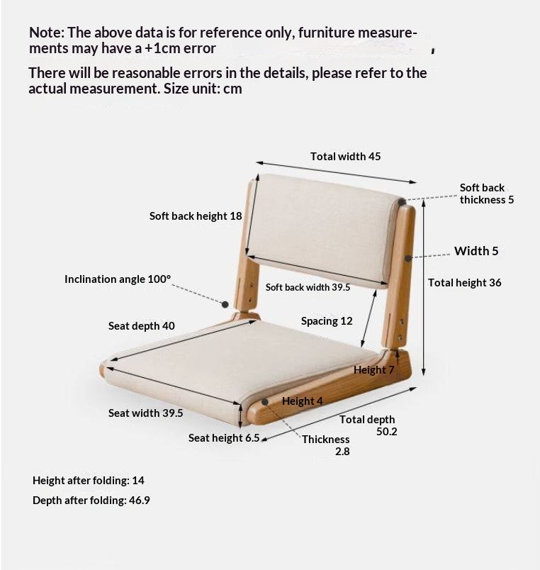 Solid Wood Tatami Tea Chair Living Room Foldable Low Chair Modern