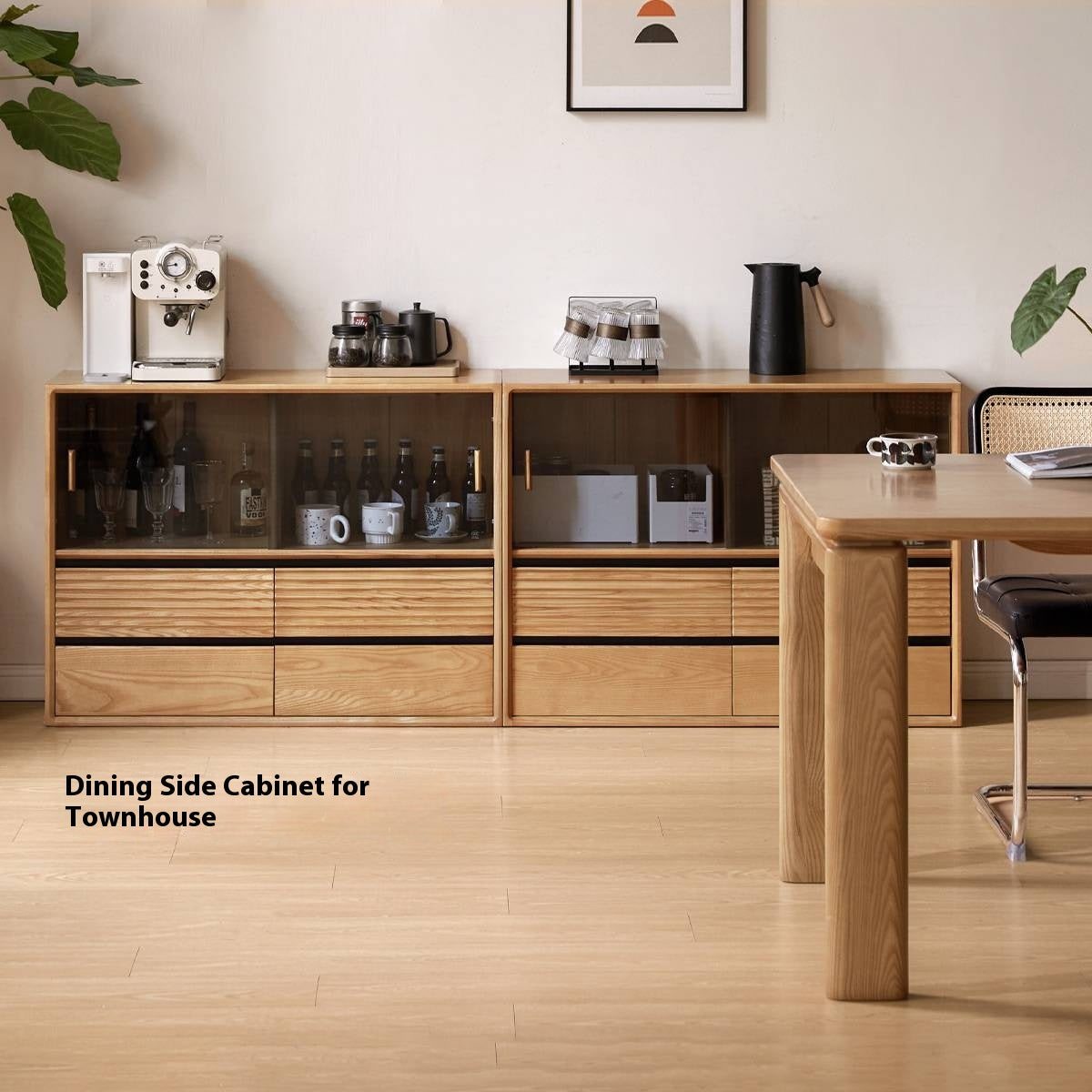 Ash Solid Wood Glass Storage Cabinet