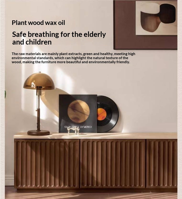 Black Walnut Solid Wood TV Cabinet with Vintage Style Floor-Standing Design