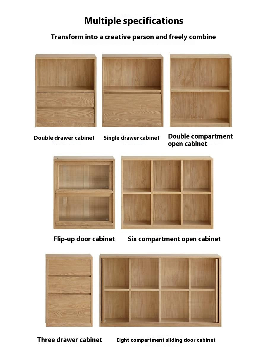 Ash Solid Wood Bookcase Storage Cabinet