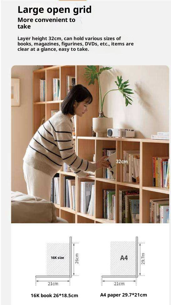 Beech, Oak Solid Wood Bookshelf Bookcase Free Combination