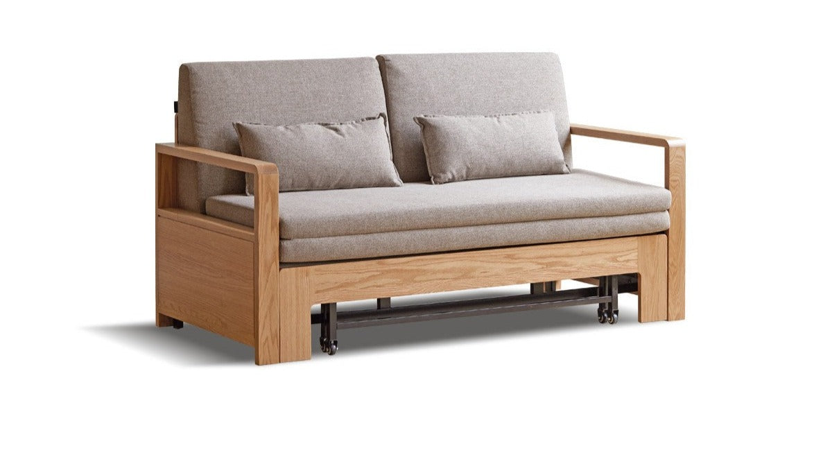 Oak solid wood sofa bed modern multifunctional