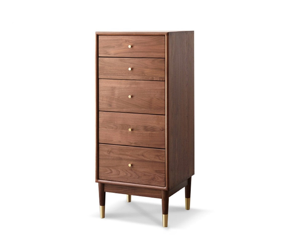Black walnut solid wood chest of drawers)