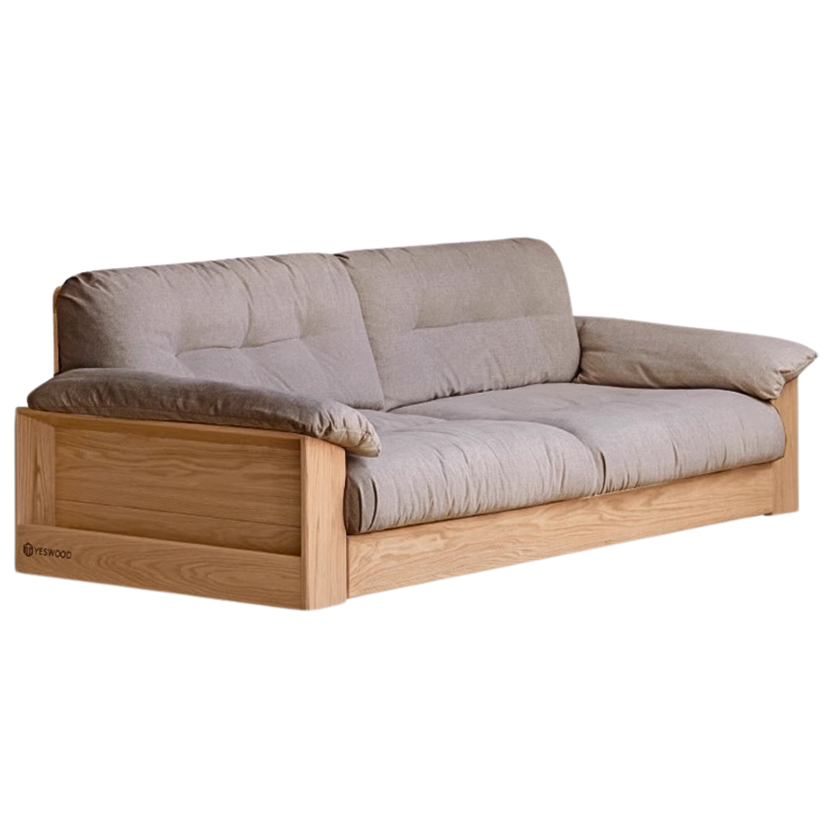 Oak Solid Wood Floor Storage Sofa, goose down :