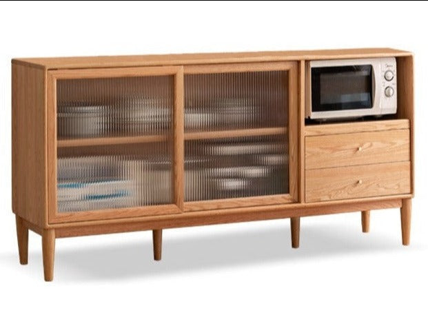 Oak solid wood sideboard multi-functional buffet cabinet,