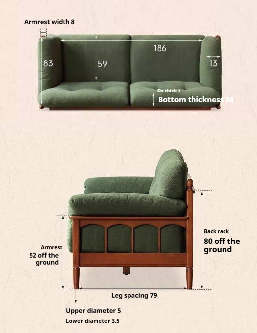 Poplar Solid Wood Sofa  French Retro