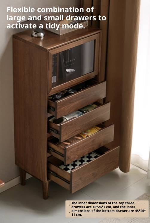 Black Walnut Solid Wood Italian Light Luxury Side Cabinet