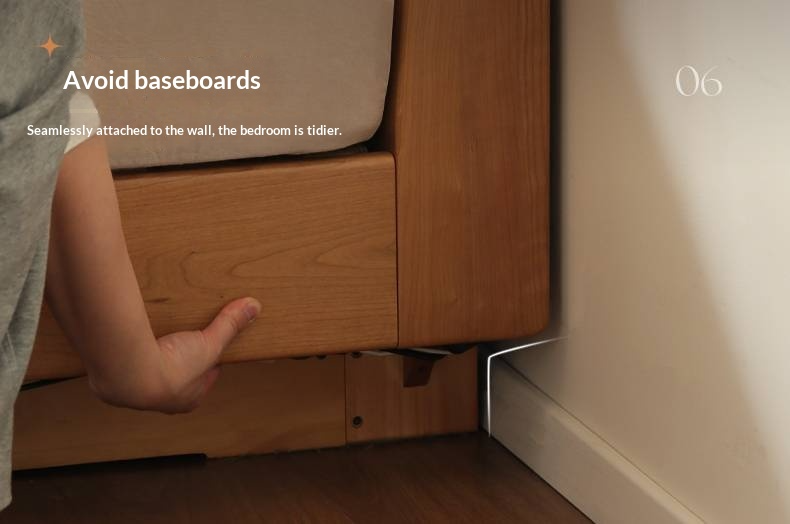 Cherry Solid Wood Modern Minimalist Storage Box Bed with Suspension Design