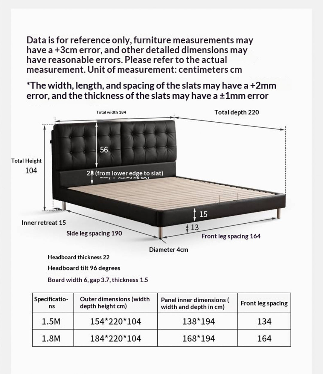 Genuine Leather Bed in Light Luxury Style