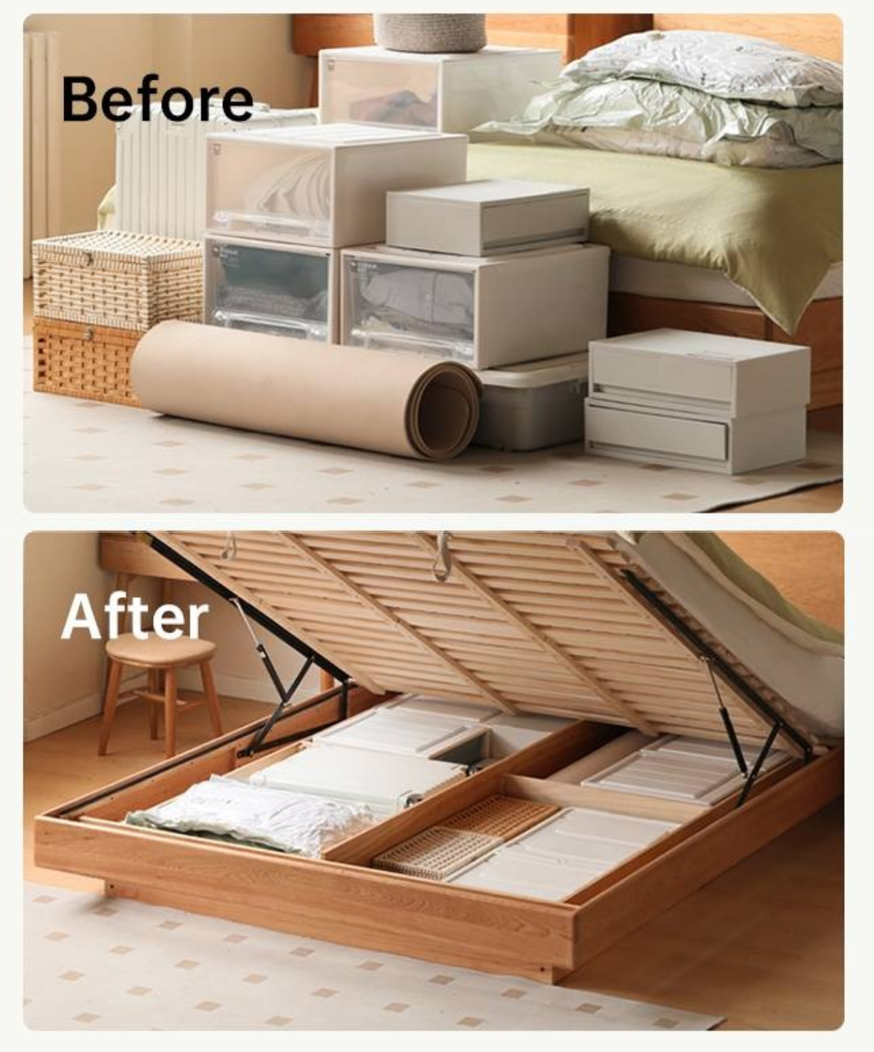 Cherry Solid Wood Night Light Suspended Box Bed