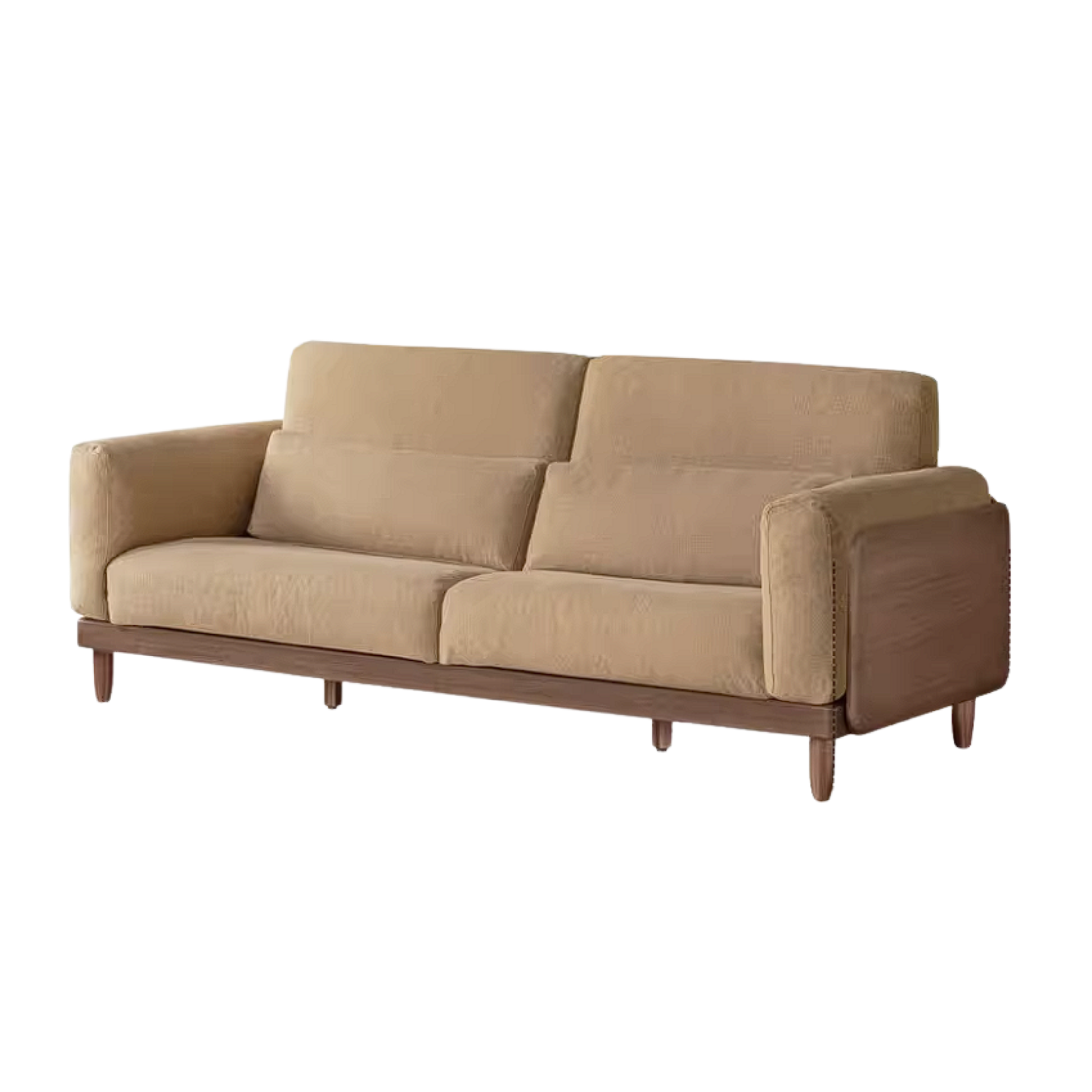 Black Walnut, Golden Sandalwood Solid Wood Sofa with Extra-Deep Seat