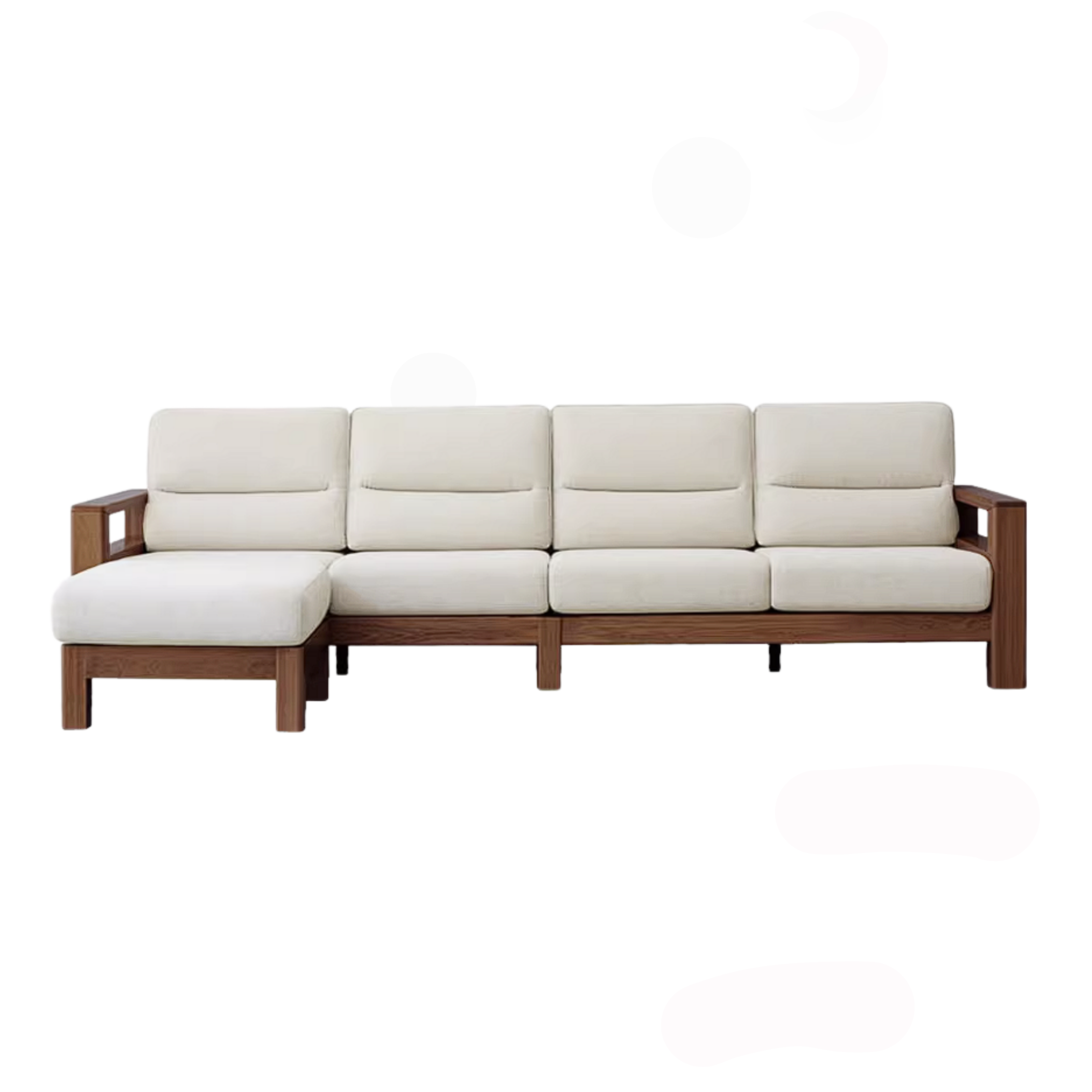 Black Walnut, Ash, Golden Sandalwood Solid Wood Corner Sofa with Fabric Upholstery