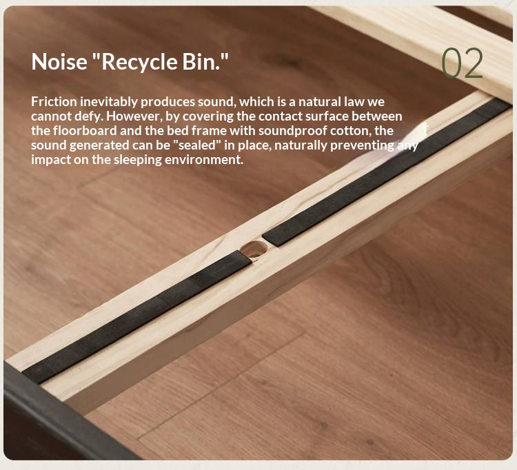 Oak Solid Wood Bed — Black Slab Rattan Vintage Style Bed