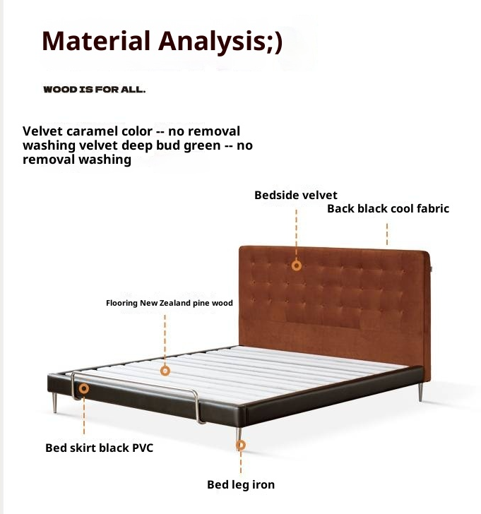 Fabric Velvet Soft Bed Bauhaus Vintage Style