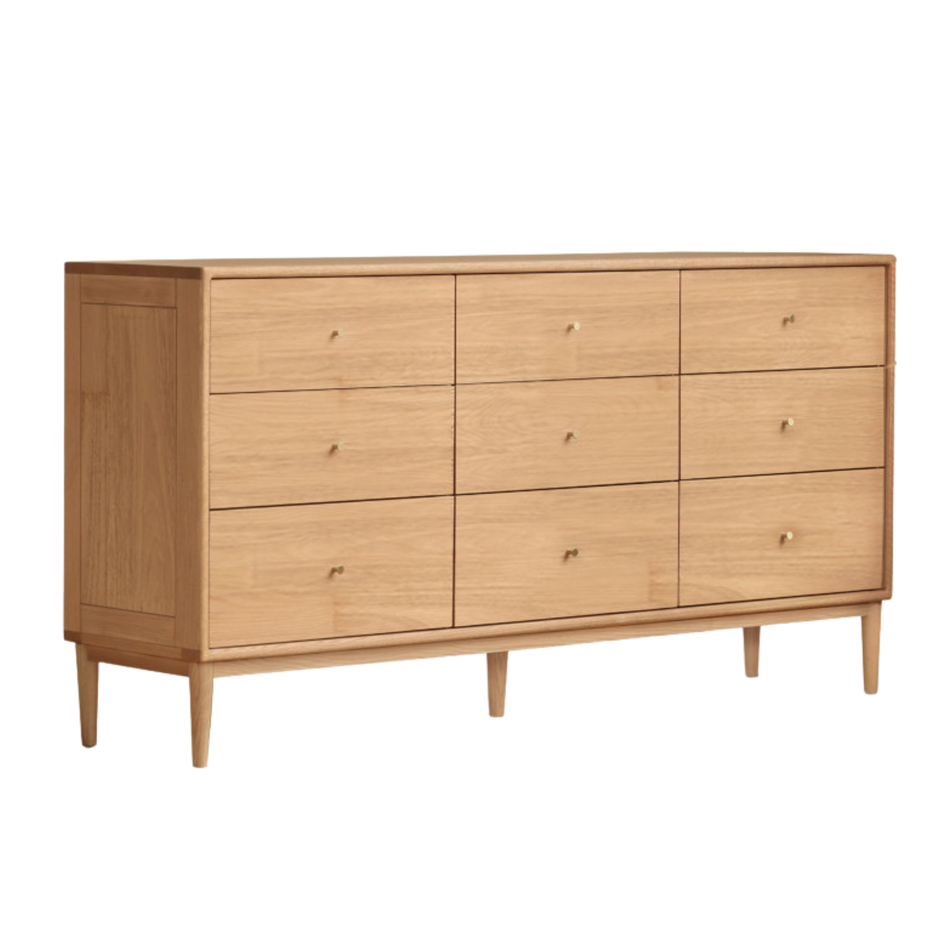 Oak Solid Wood, Solid RubberWood Nordic Chest of Drawers