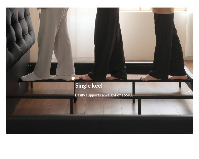 Genuine Leather Upholstered Double Bed in Solid Wood Frame