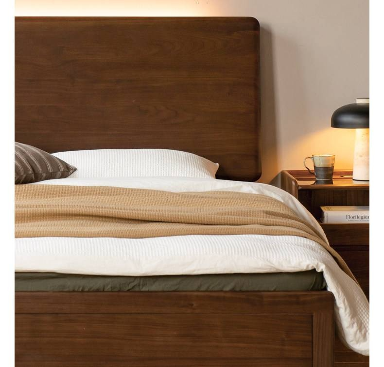 Black Walnut Solid Wood Box Bed — Luxury Multifunctional Storage Bed
