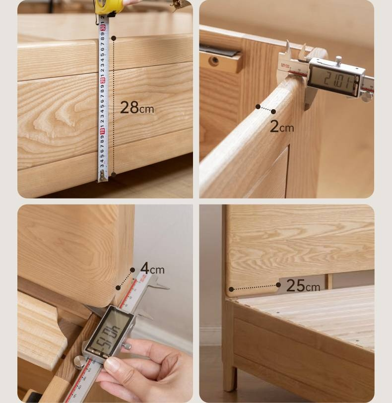 Ash, Oak Solid Wood Modern Minimalist High Box Bed