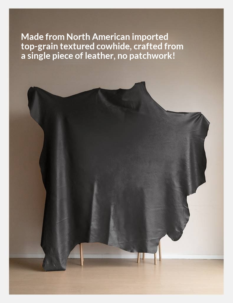 Genuine Leather Upholstered Double Bed in Solid Wood Frame