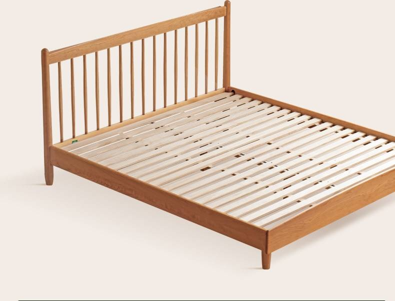 Cherry Solid Wood Bed — Simple Vintage Harp Style Bed