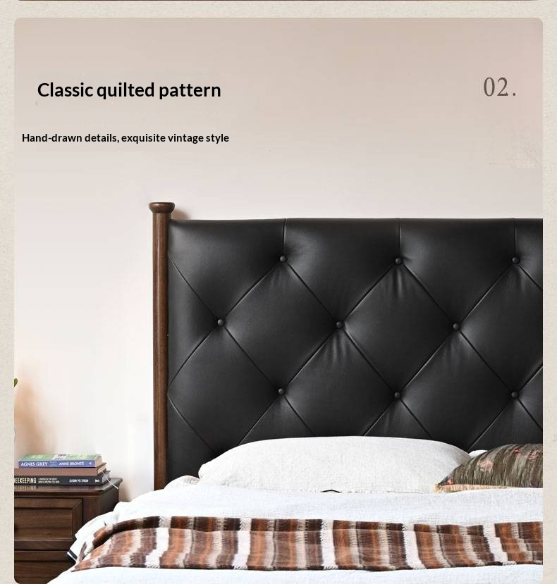 Genuine Leather Luxury Upholstered Bed American Style