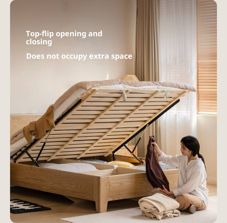 Ash, Oak Solid Wood Modern Minimalist High Box Bed