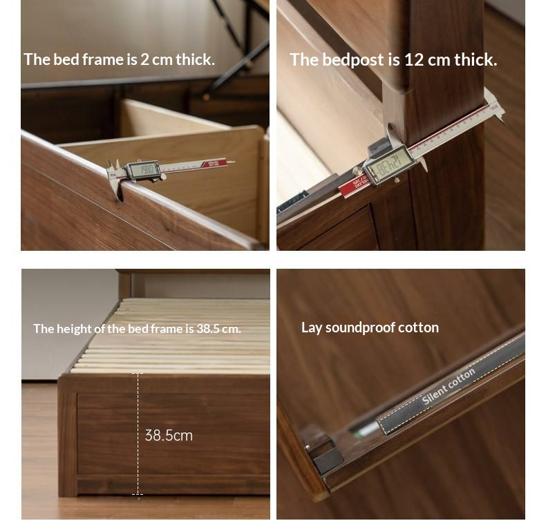 Black Walnut Solid Wood Box Bed — Luxury Multifunctional Storage Bed