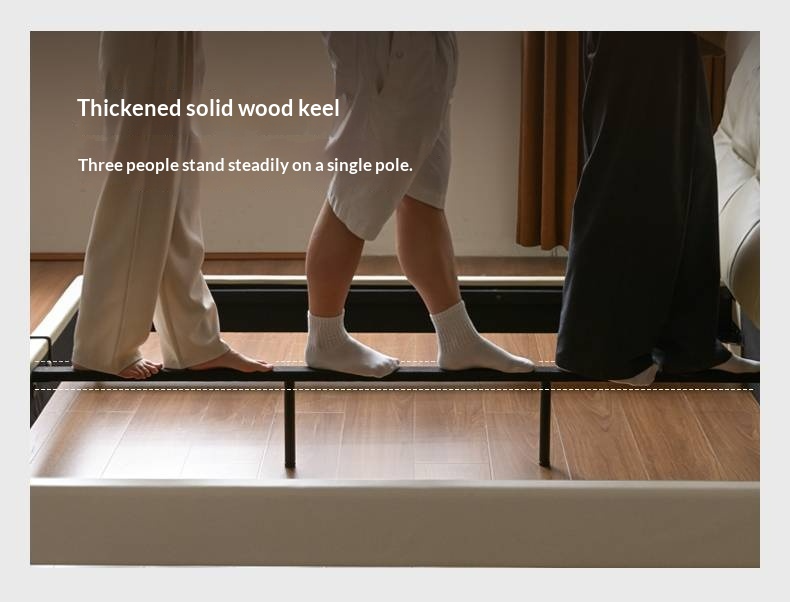 Genuine Leather Italian Light Luxury White Soft Headboard Bed