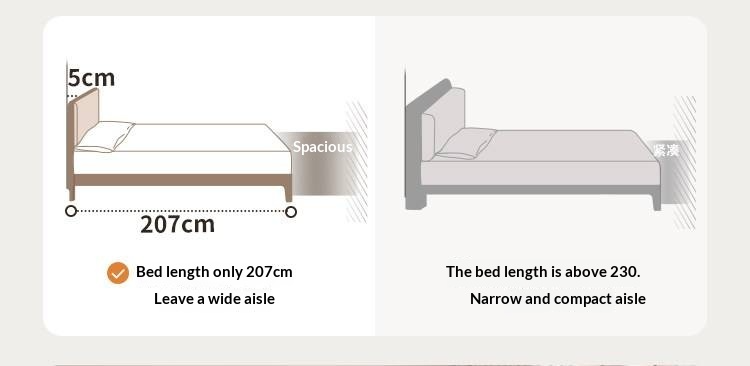 Poplar Solid Wood Bed — Vintage Style with Soft Backrest, Genuine Leather and Edge Finish