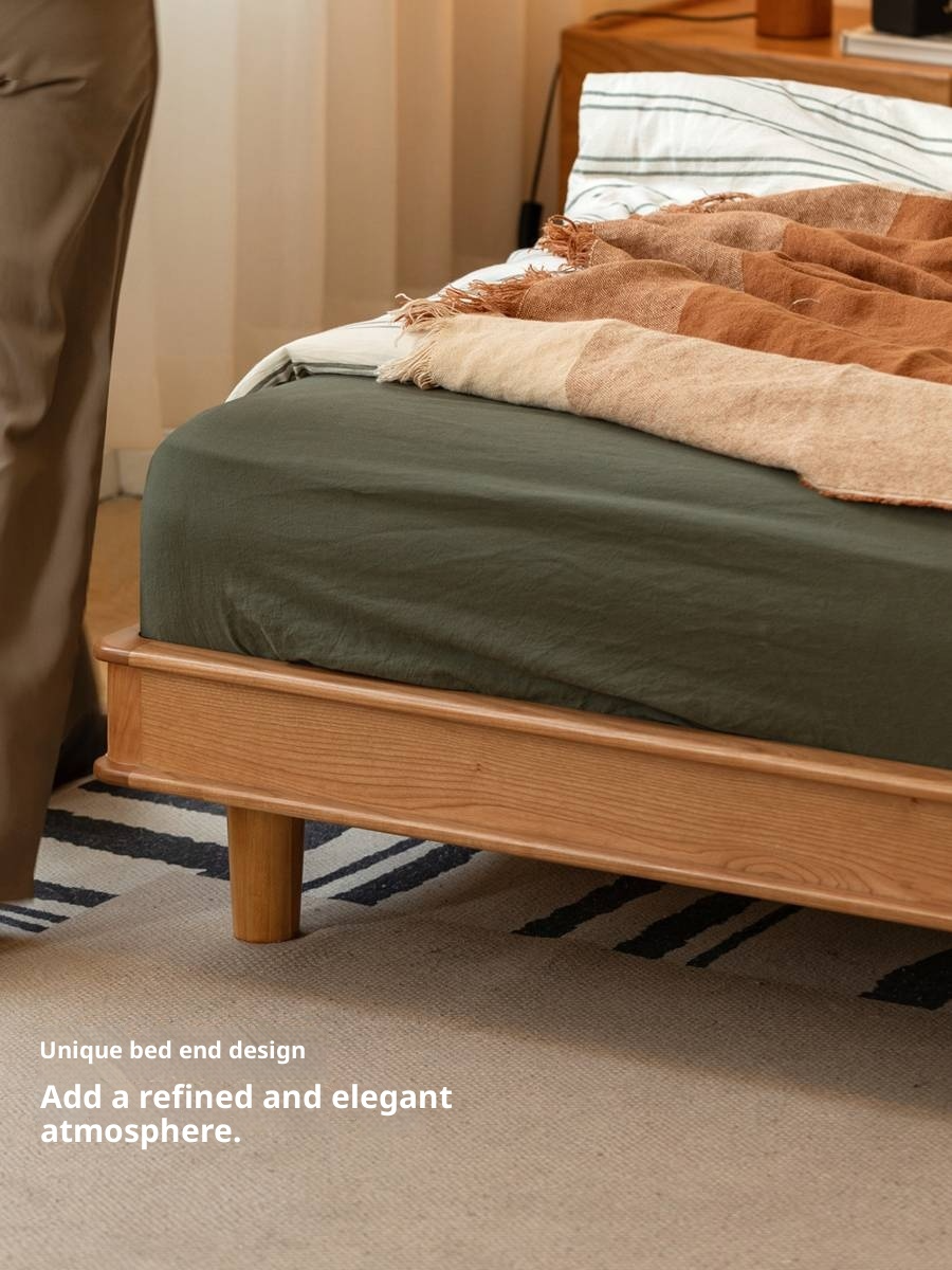 Cherry, Pine, Beech Solid Wood Bed Retro Vintage