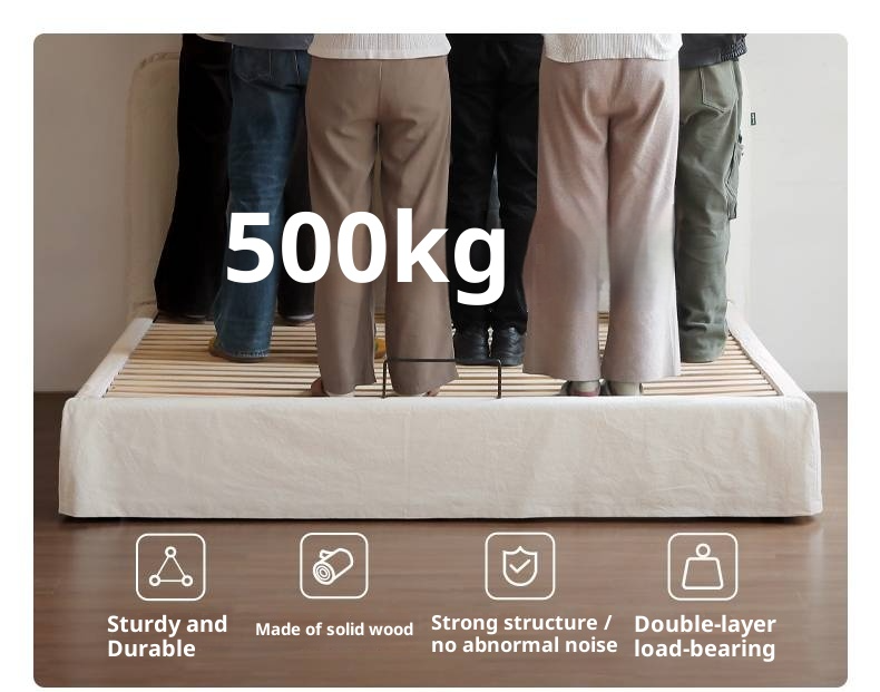 Fabric White Cotton Linen Edge Bed Wabi-sabi Style