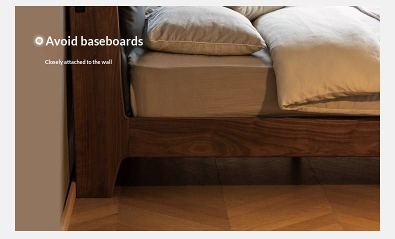 Black Walnut, Sandalwood Solid Wood Bed — Genuine Leather Upholstered, Simple Luxury Design