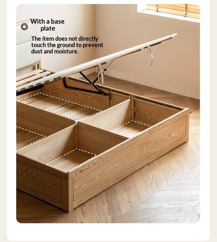 Oak, Rubberwood Solid Wood Bed — Modern Minimalist Box Bed