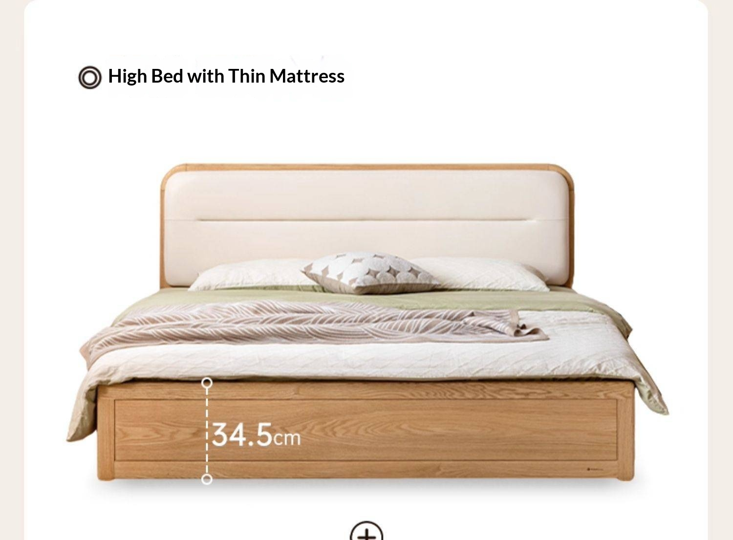 Oak, Rubberwood Solid Wood Bed — Modern Minimalist Box Bed