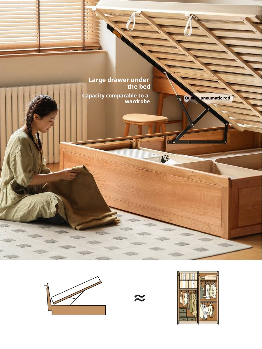 Cherry Solid Wood High-Pressure Box Bed