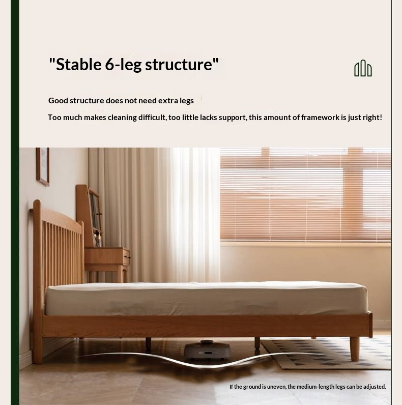 Cherry Solid Wood Bed — Simple Vintage Harp Style Bed