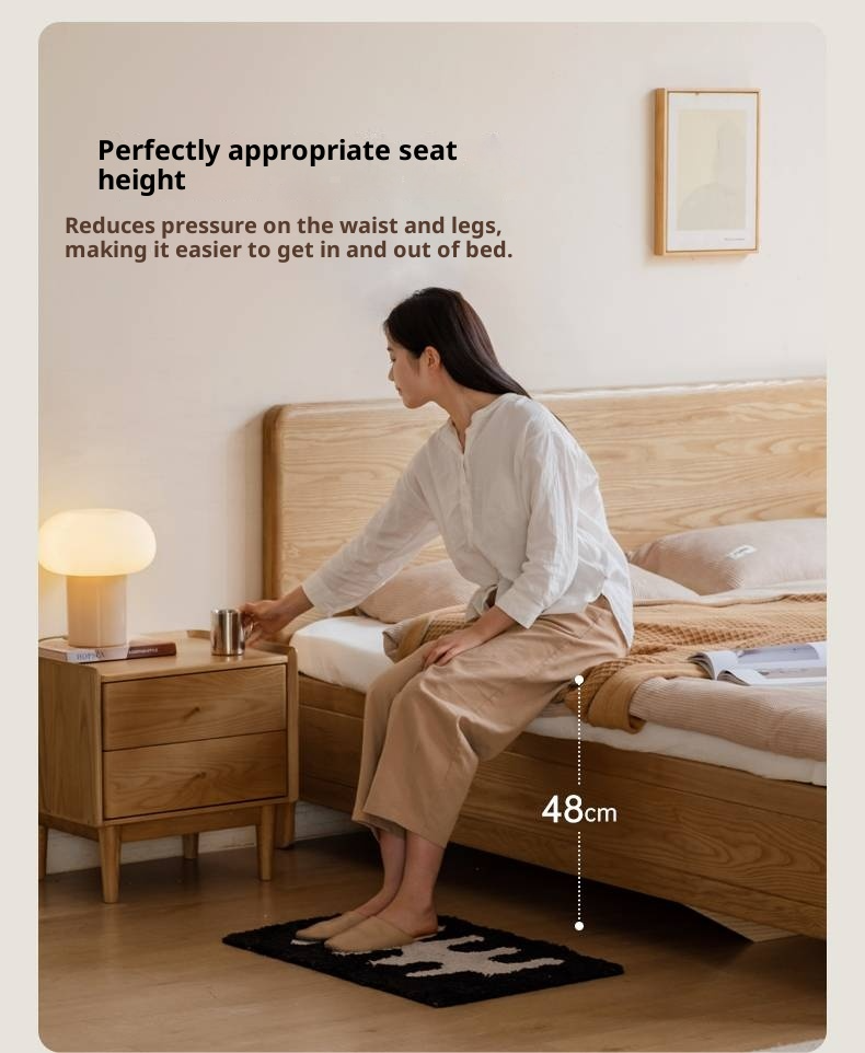 Ash, Oak Solid Wood Modern Minimalist High Box Bed