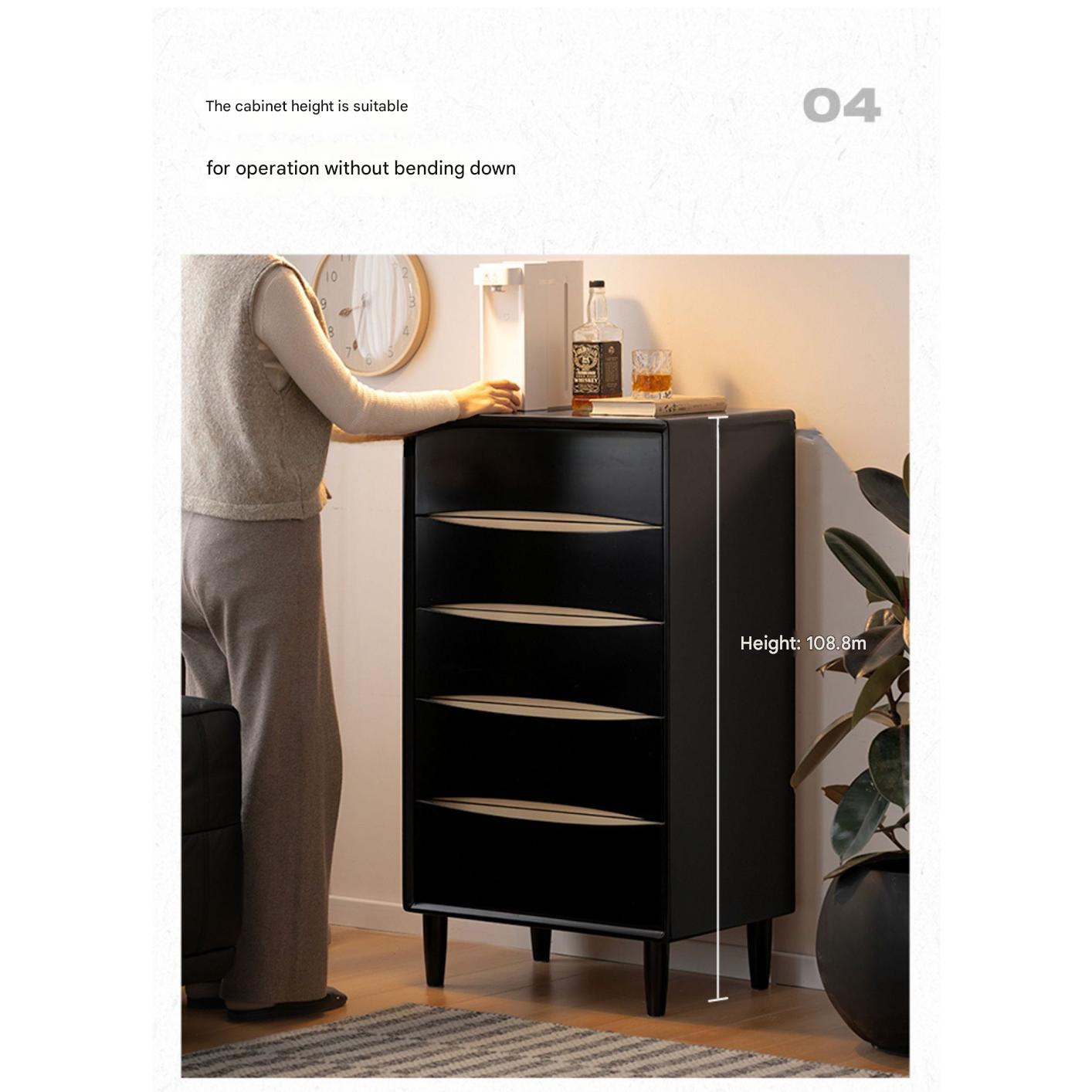 Rubber Solid Wood Modern Drawer Cabinet