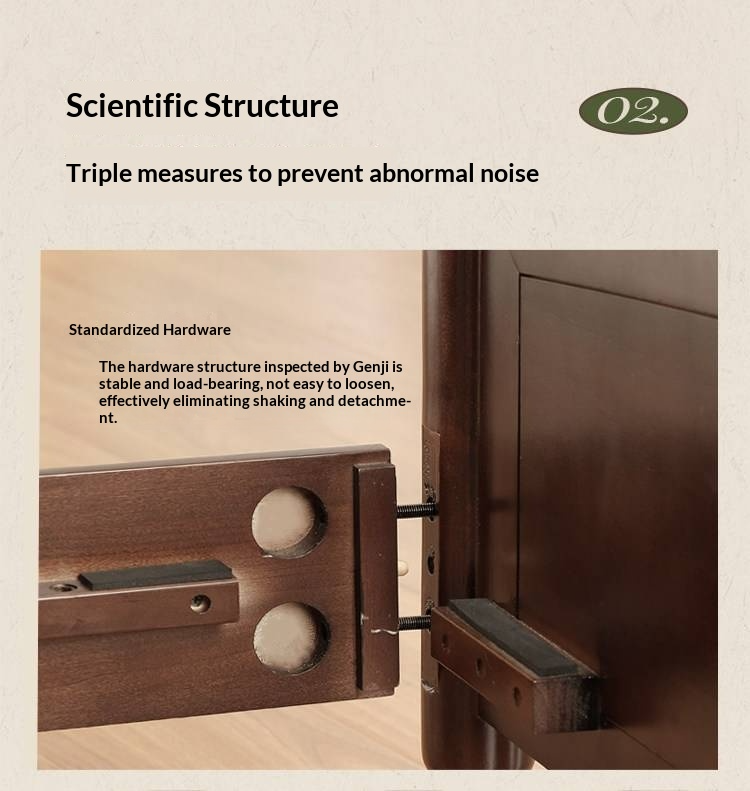 Poplar Solid Wood Bed — American Retro Style