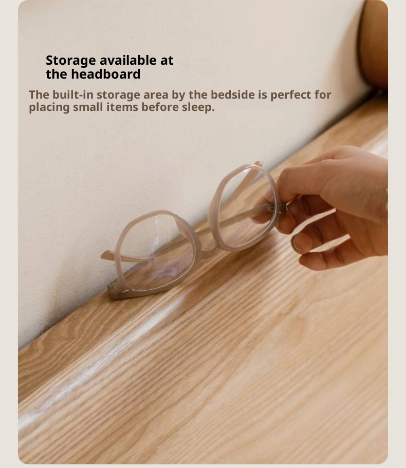 Ash, Oak Solid Wood Modern Minimalist High Box Bed