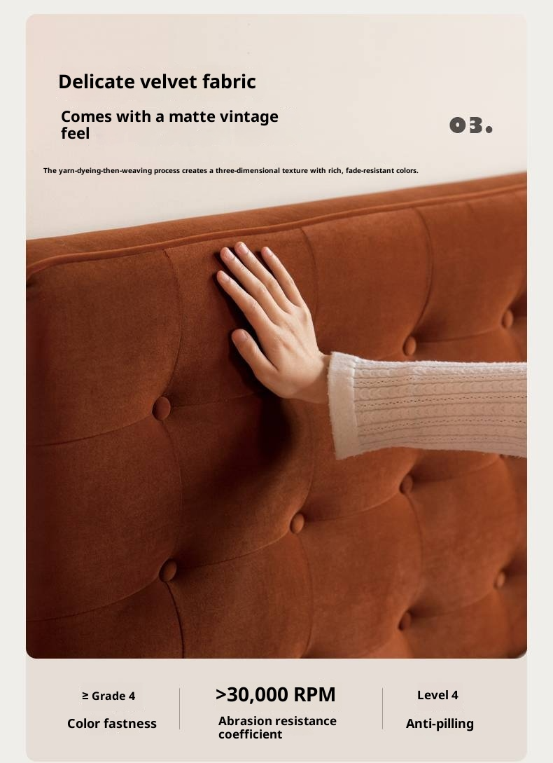 Fabric Velvet Soft Bed Bauhaus Vintage Style